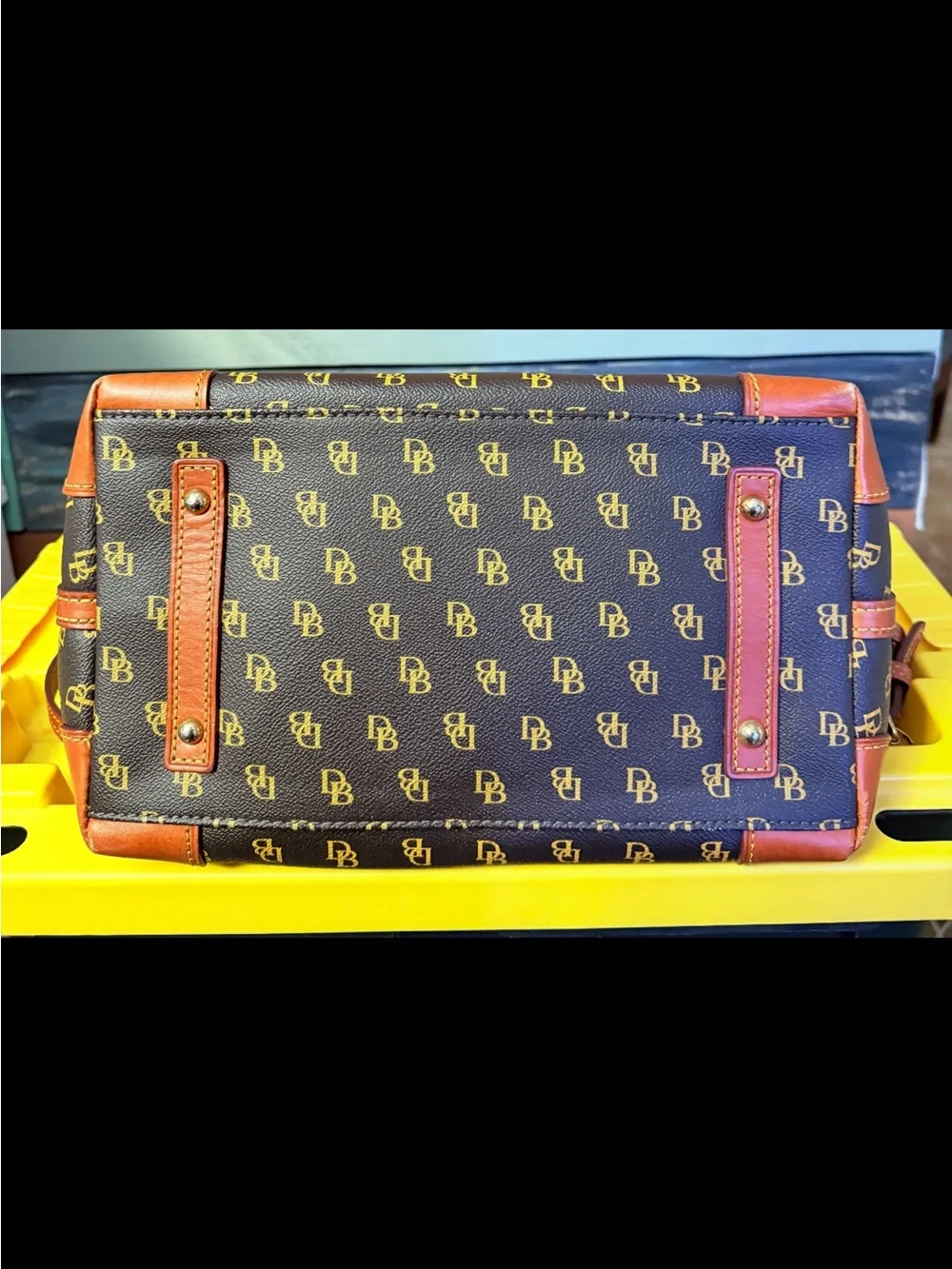 Dooney & Bourke Brown and Gold Monogram Satchel